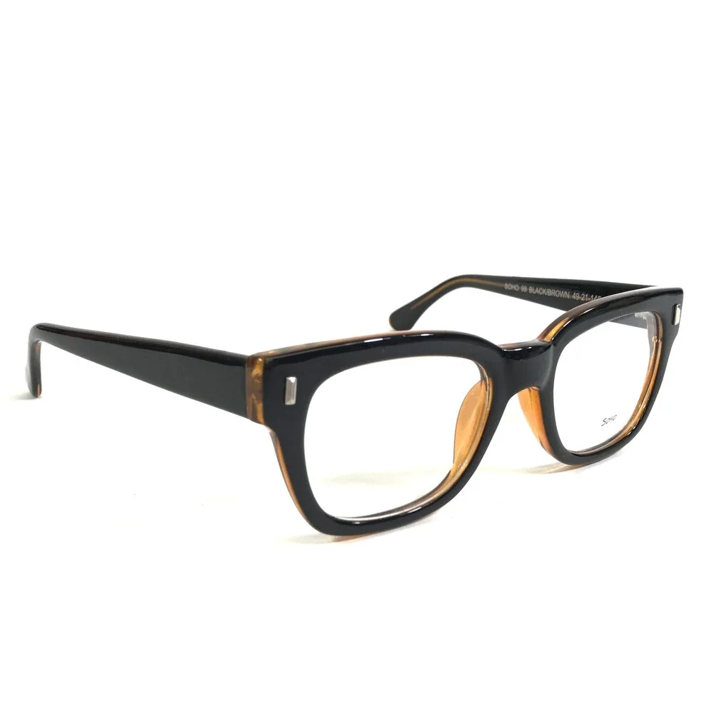 Vivid Eyeglasses Frames SOHO 99 BLACK/BROWN Square Thick Rim 49-21-145